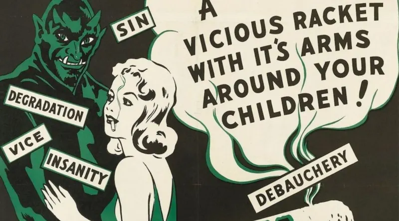 Historical propaganda poster used against cannabis.